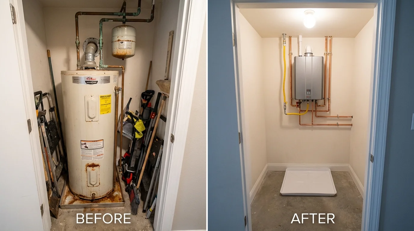Tank water heater versus wall-mounted tankless unit comparison for Bernalillo, NM homeowners